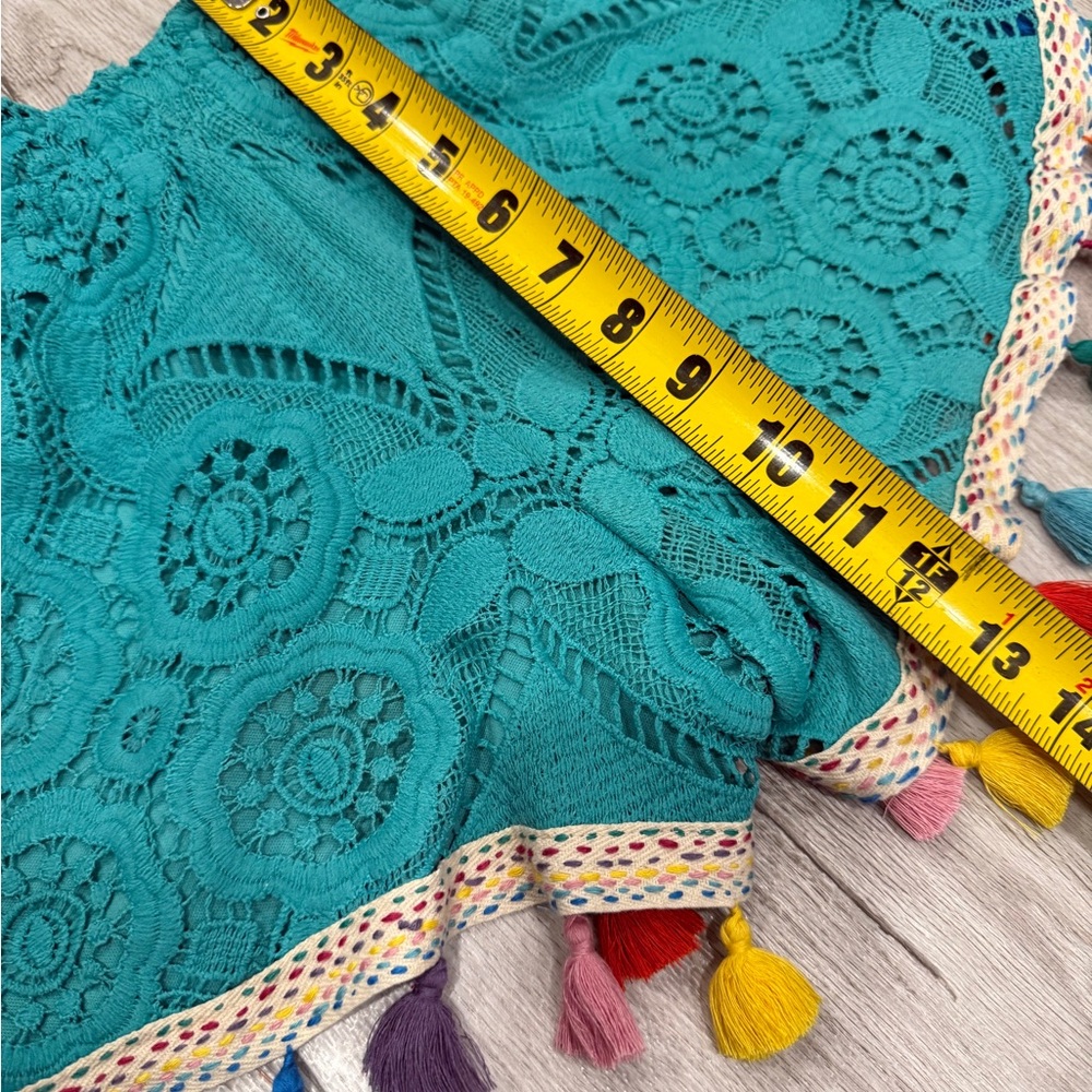 Judith March Green High Waist Shorts with Playful Tassels - Picture 8 of 9